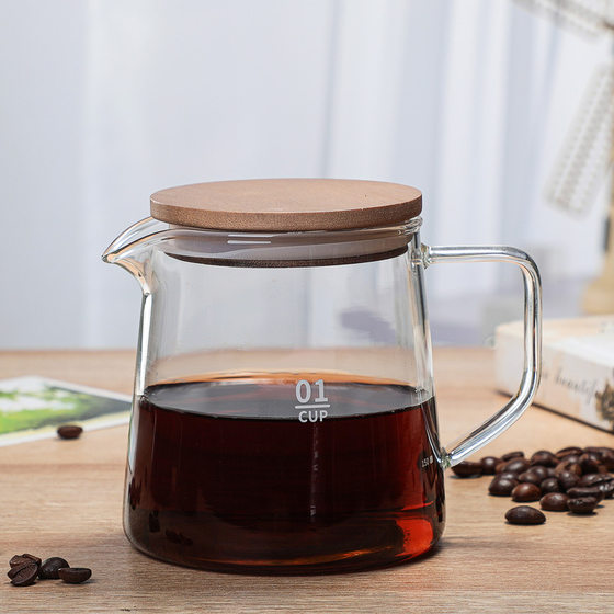 Wholesale High Borosilicate Glass Coffee Pot Coffee Set Glass Coffee Sharing Pot Home Acacia Wooden Lid Coffee Pot