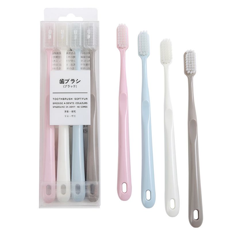 T Japanese Unprinted Macaron Adult Soft Hair Toothbrush Japanese Good Family 4 Pack Toothbrush Factory Wholesale