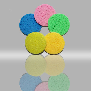 In stock wholesale designated packaging cellulose sponge cleansing cotton wood pulp sponge cleansing puff wood pulp cotton face washing puff