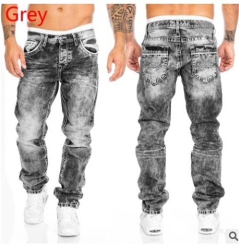 Q004 cross-border European and American 2021 New Trend Fashion casual open line trousers straight tube hip-hop jeans men's clothing