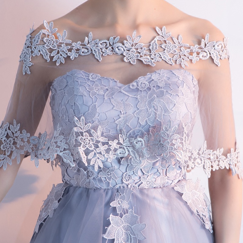 Banquet evening dress 2024 Summer new off-shoulder front short back long slimming party dress dress women