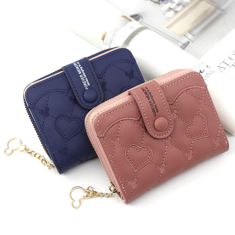 Personalized women's short zipper buckle wallet handbag coin purse love women's card bag manufacturers wholesale
