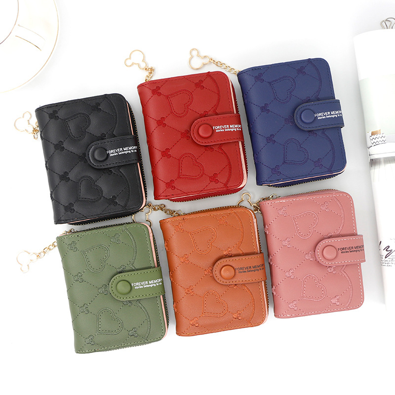 Personalized women's short zipper buckle wallet handbag coin purse love women's card bag manufacturers wholesale