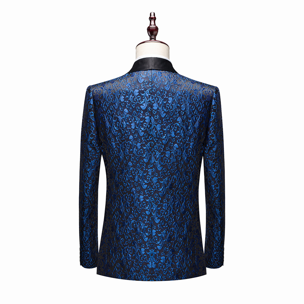 Cross-Border Men's jacquard dress foreign trade fashion two-piece suit slim multi-color stage performance banquet wedding