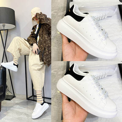 White Shoes Women's Board Shoes Thick Sole Spring and Autumn New Elevated Dad Shoes Internet Popular Trendy Ins Trendy Casual Sports Shoes