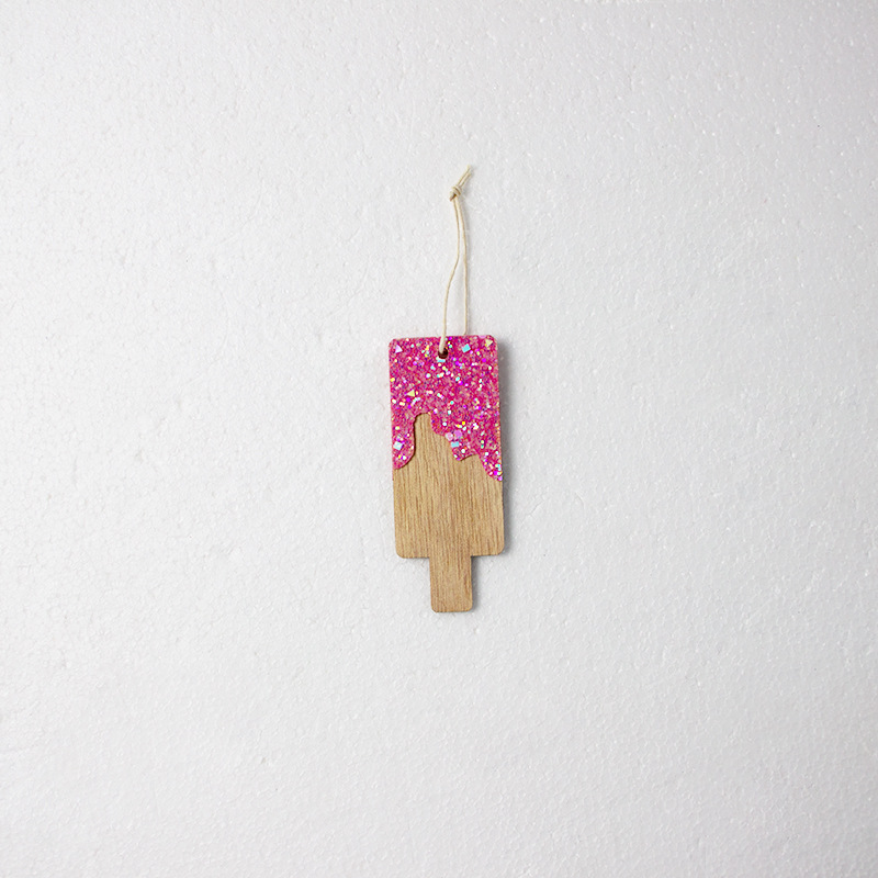 Christmas decorations wood powder sequins Christmas decoration small pendant ins ice cream ice cream scene layout