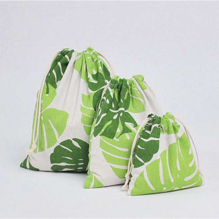 Handmade cotton and linen storage bag bundle pocket drawstring bag tea gift bag candy bag cosmetic bag large turtle leaf