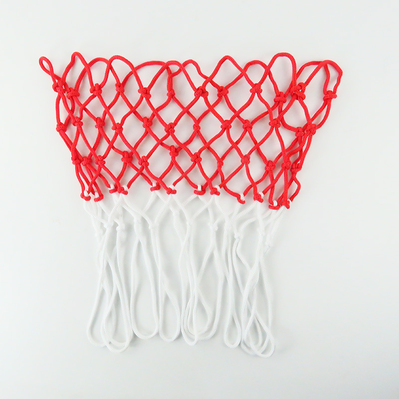 Standard size professional game basketball net red White blue three-color woven polypropylene round crocheted rope net in stock sales