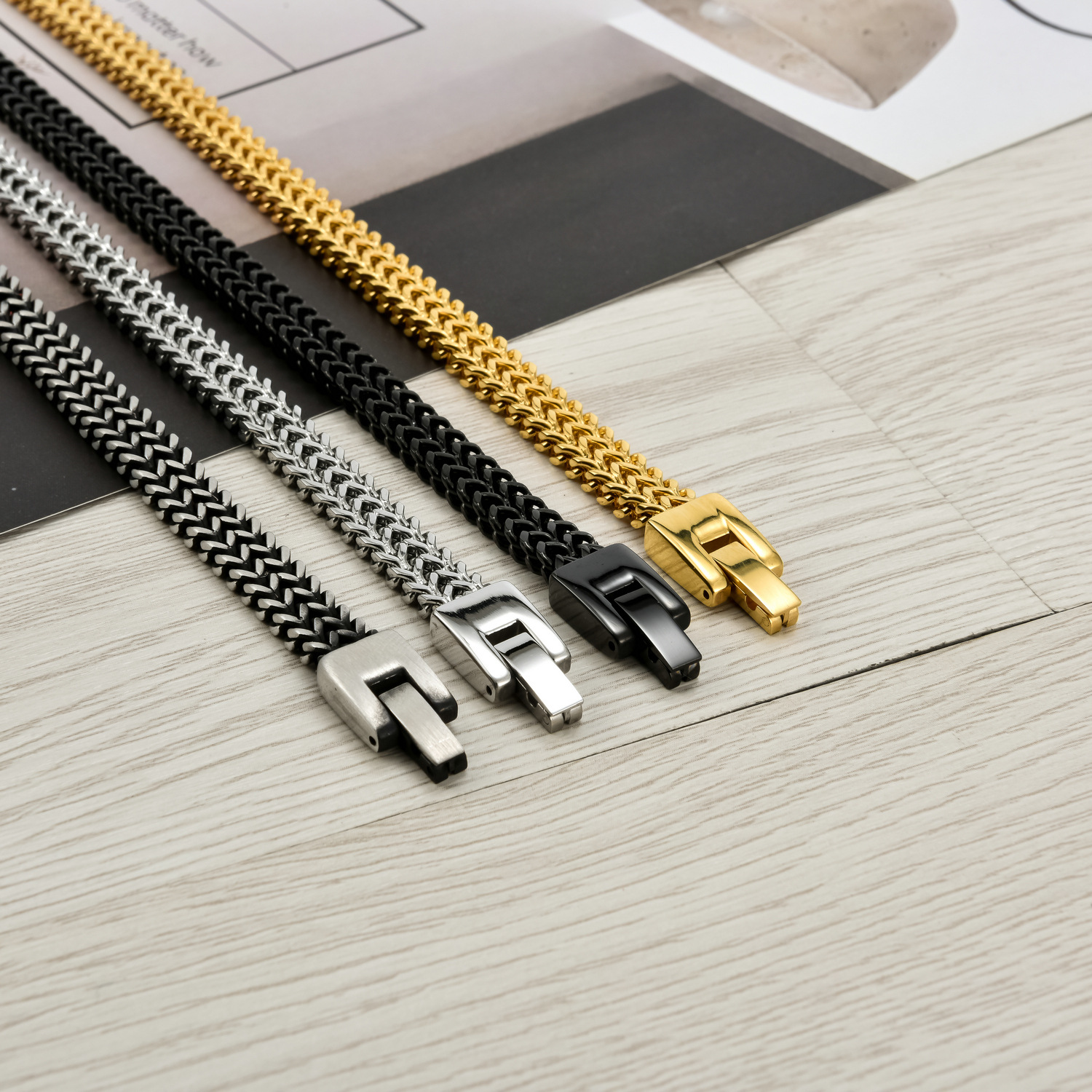 New Arrival Stainless Steel Keel Chain Bracelet Steel Color Men's European and American Style Cross-border Hot Selling Titanium Steel Men's Jewelry