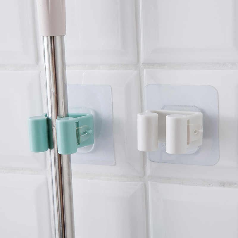 Home Adhesive Mop Clip Toilet Punch-free Mop Rack Hook Bathroom Seamless Sticky Hook Broom Rack