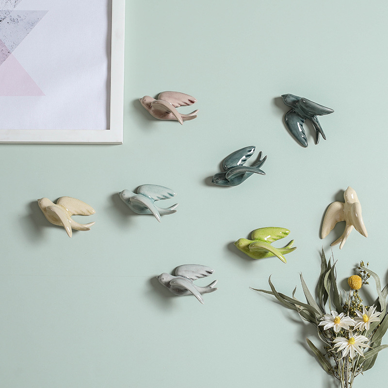 Nordic Wall Wall Hanging Living Room Milk Tea Shop Soft Wall Decoration Pendant Wall Decoration Background Wall 3D Bird Hanging Decoration