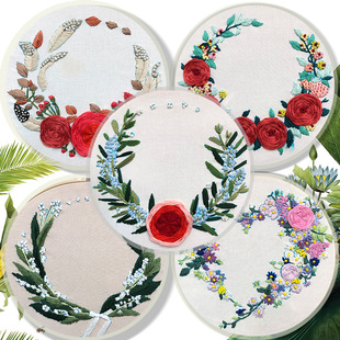 Original 3d Embroidery Beginner Handmade Creative Embroidery diy Holding Flower Cross Stitch European Material Package Tutorial