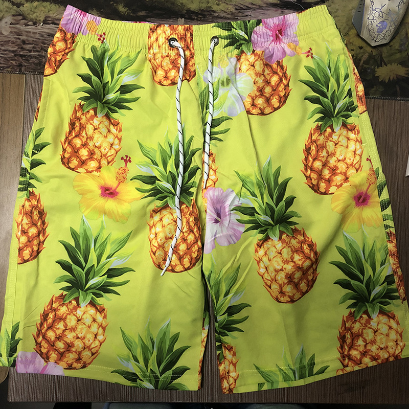 Men's Quick-drying Loose Five-point Beach Pants Printed Four-sided Elastic Cross-border Men's Leisure Holiday Beach Shorts Trendy