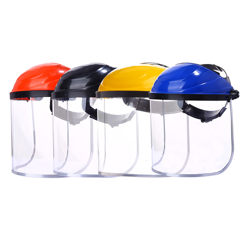 Old type labor protection PVC transparent mowing cap aluminum edging mask head-mounted pc protective helmet construction safety helmet