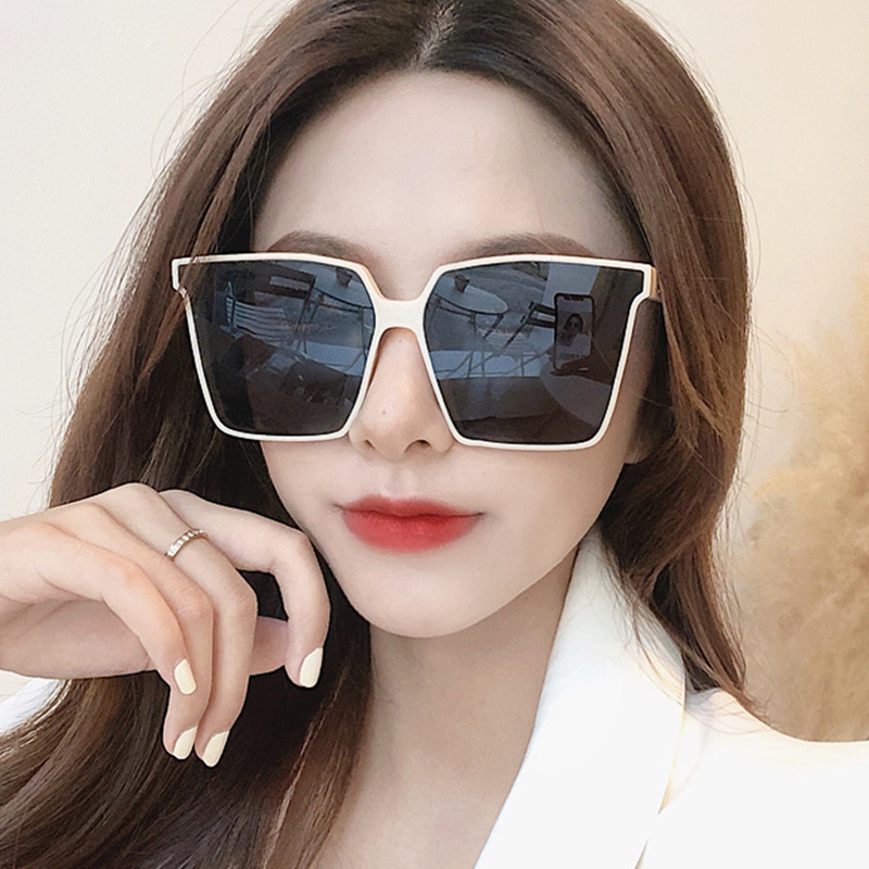 Oversized Frame Retro Square Flat Sunglasses Internet Celebrity Women's Big Face Sunglasses Men's Frame Street Photograph Trendy