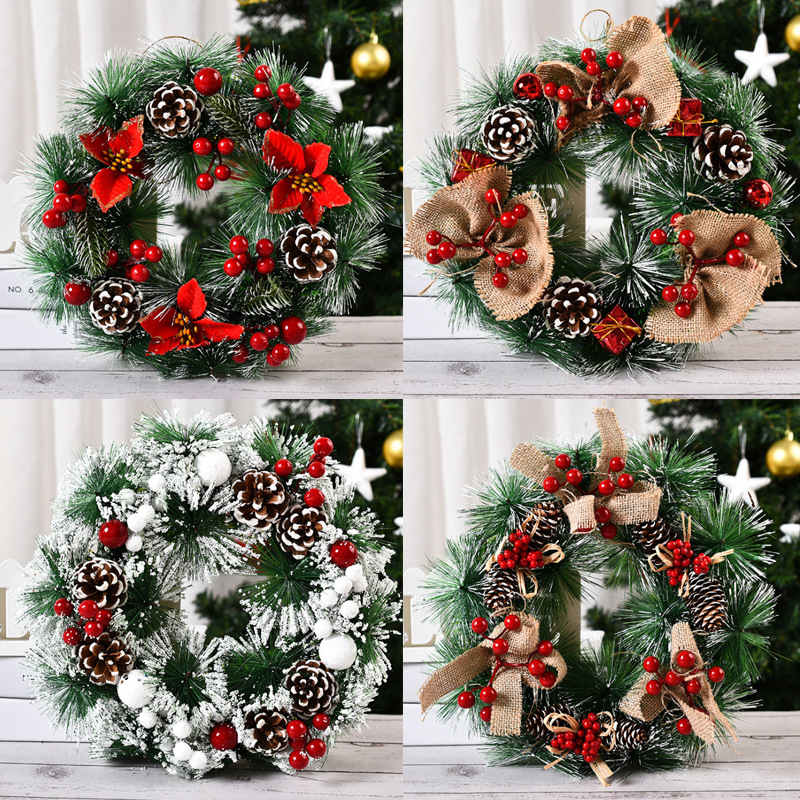 New Christmas decoration wreath handmade Christmas wreath door hanging window props decoration wholesale