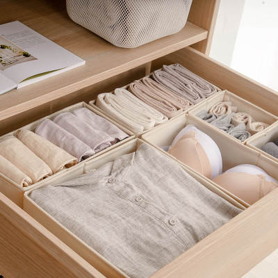 Vertical Fabric separated underwear storage box desktop organizing box underwear socks bra drawer storage box household small