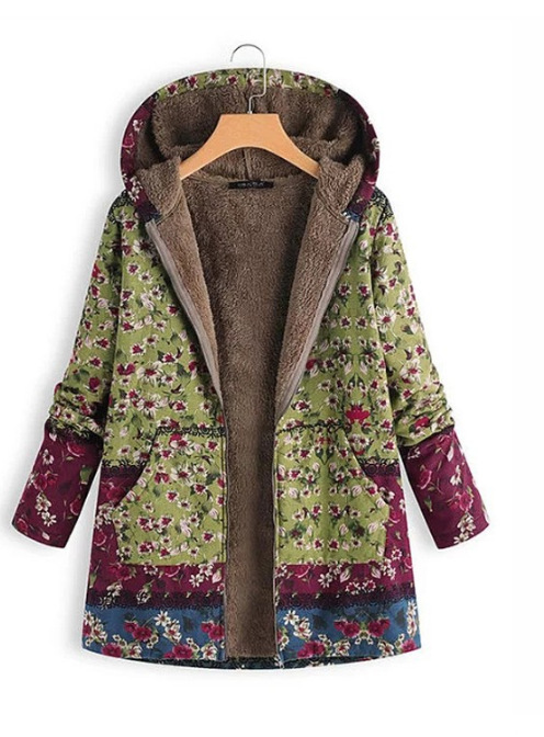 Nuovo posizionamento di abbigliamento femminile stampato cotone fodera in lana maglione con cappuccio cappotto caldo a pois_voghion.com