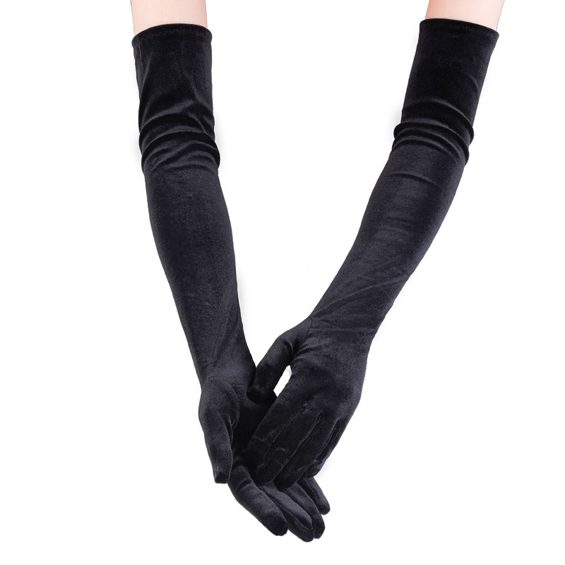 Golden Velvet Long Gloves Ceremonial Gloves Golden Velvet Evening Dress Long Gloves Golden Velvet Warm Long Gloves