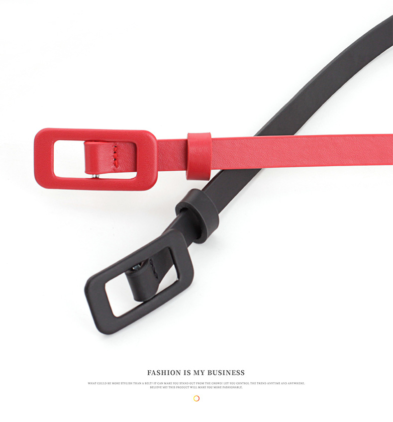 Nouvelle ceinture en PU légère de couleur unie pour femme, petite ceinture à boucle carrée, sans aiguille, sans perforation, décorative, fine, capacité de fonctionnement en stock_voghion.com