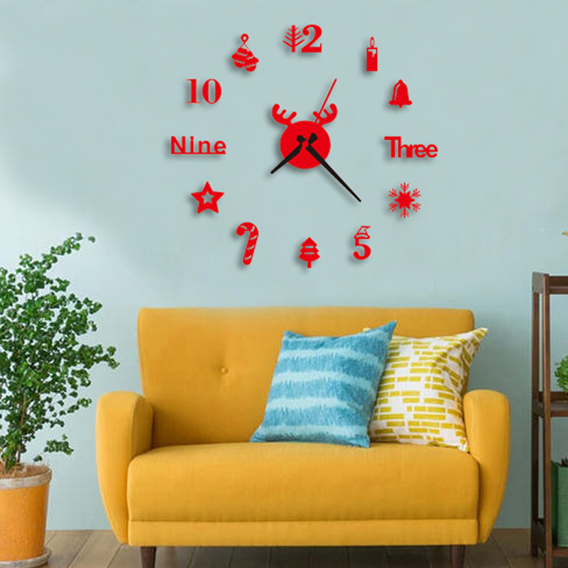 2020 New Foreign Trade Acrylic 3D Wall Clock DIY Living Room Bedroom Wall Background Decoration Christmas Original Style 