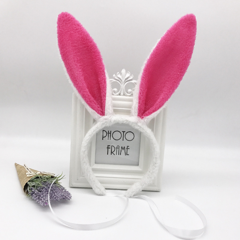 Factory Direct Children's Day performance props Bunny plush little white rabbit ears plus straps will not fall hair bands