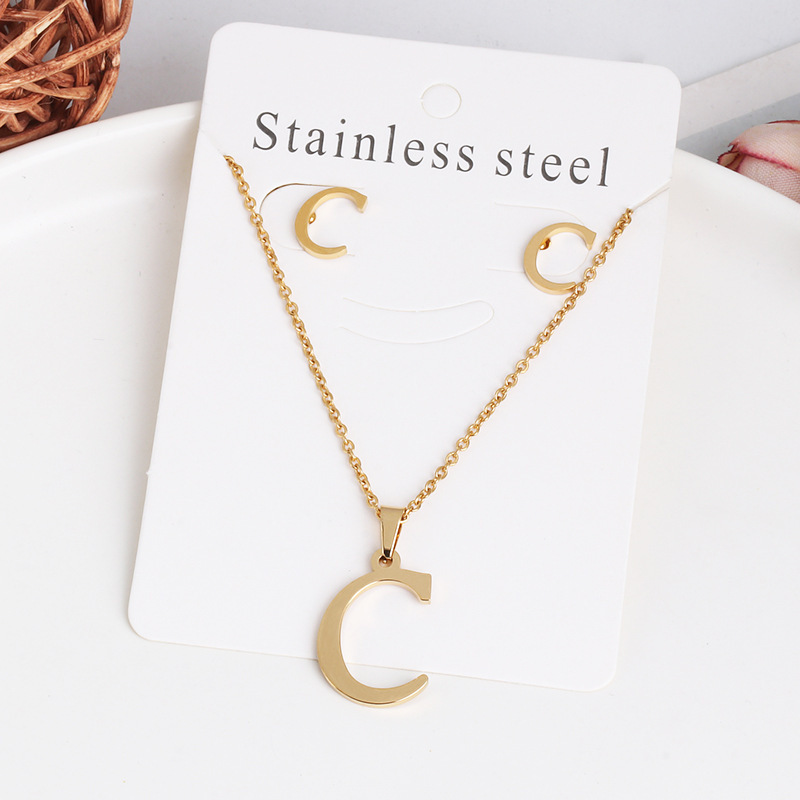 2024 new stainless steel pendant 26 English letter necklace European and American fashion jewelry does not fade spot wholesale