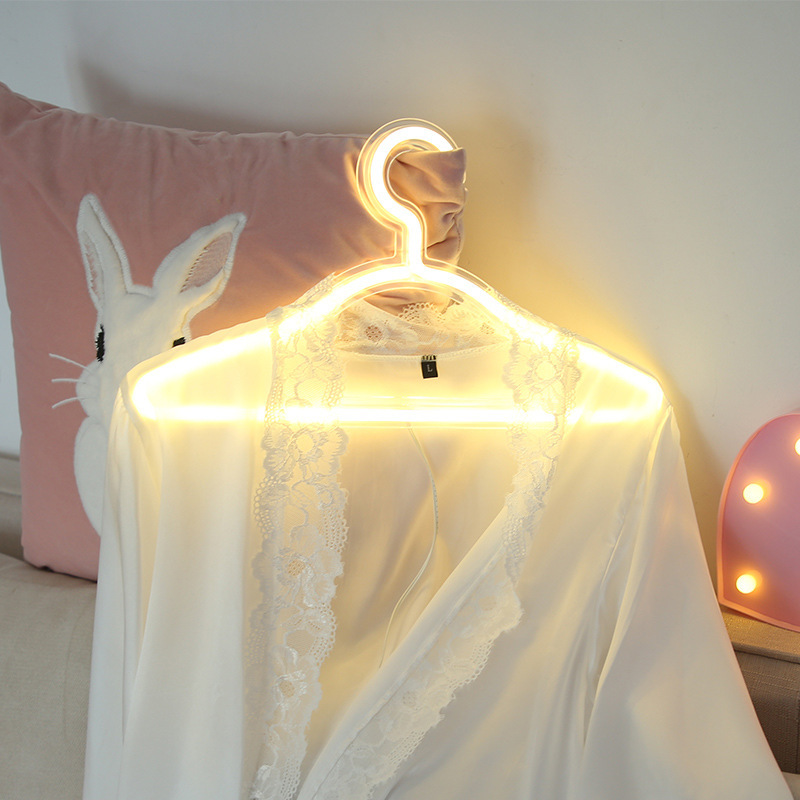 Led 洋服ハンガーネオンライトトレンディな部屋の装飾結婚式の装飾プロポーズセットアップカラフルなクリエイティブナイトライト|undefined