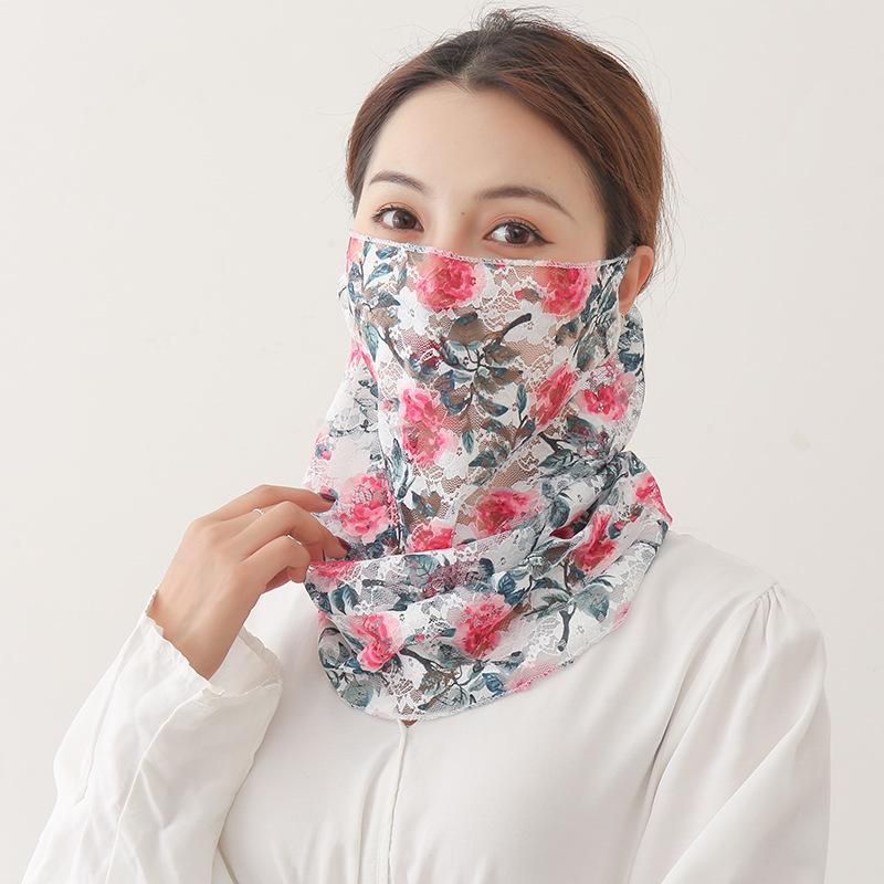 Lace Scarf Scarf Women's Pullover Sunscreen Small Silk Scarf Fake Collar for Cervical Spine Protection Korean-style Multi-functional Breathable Thin