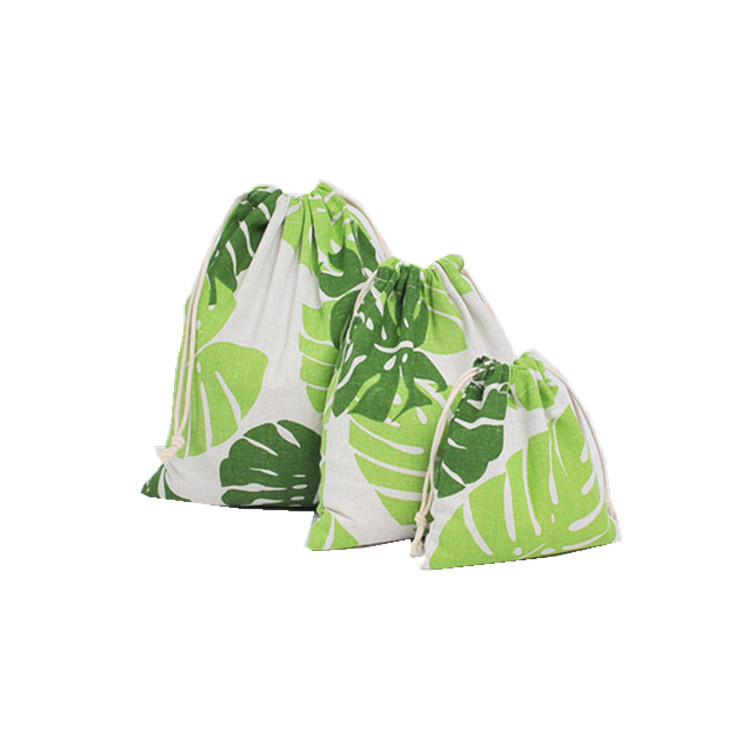 Handmade cotton and linen storage bag bundle pocket drawstring bag tea gift bag candy bag cosmetic bag large turtle leaf