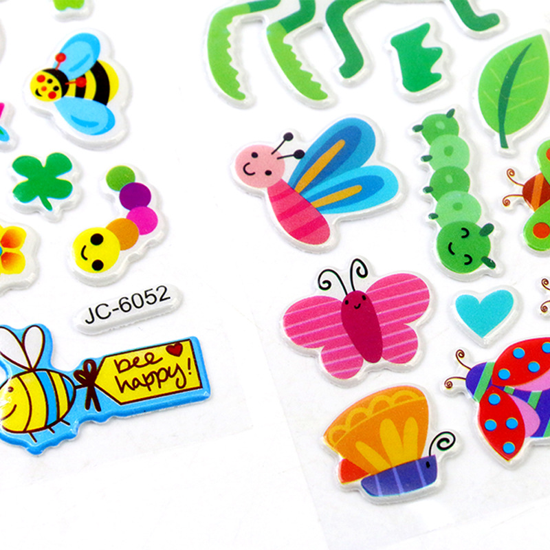 Factory direct children's stickers cartoon insect stickers cute 3D bubble stickers kindergarten reward stickers