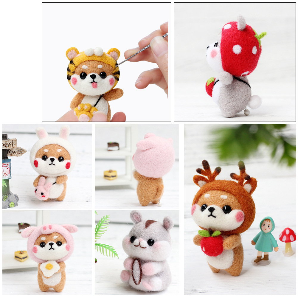 Factory direct 66s wool felt stamp music material bag handmade DIY needle felt wet felt color wool strip wholesale