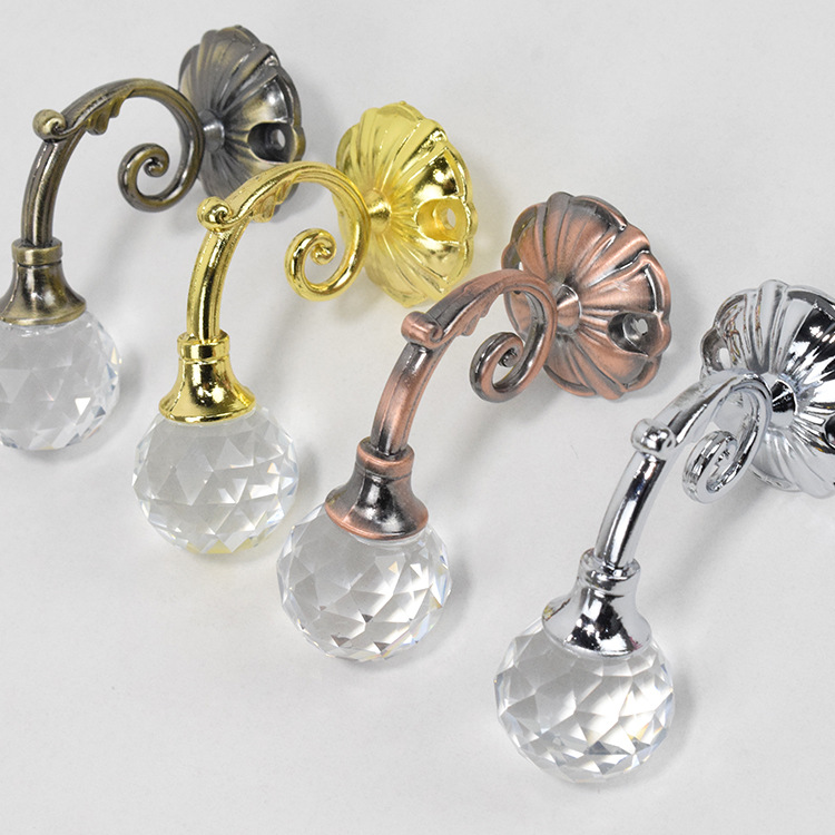 European-style curtain hook Crystal Head zinc alloy crystal wall hook living room bedroom window decoration curtain accessories accessories accessories