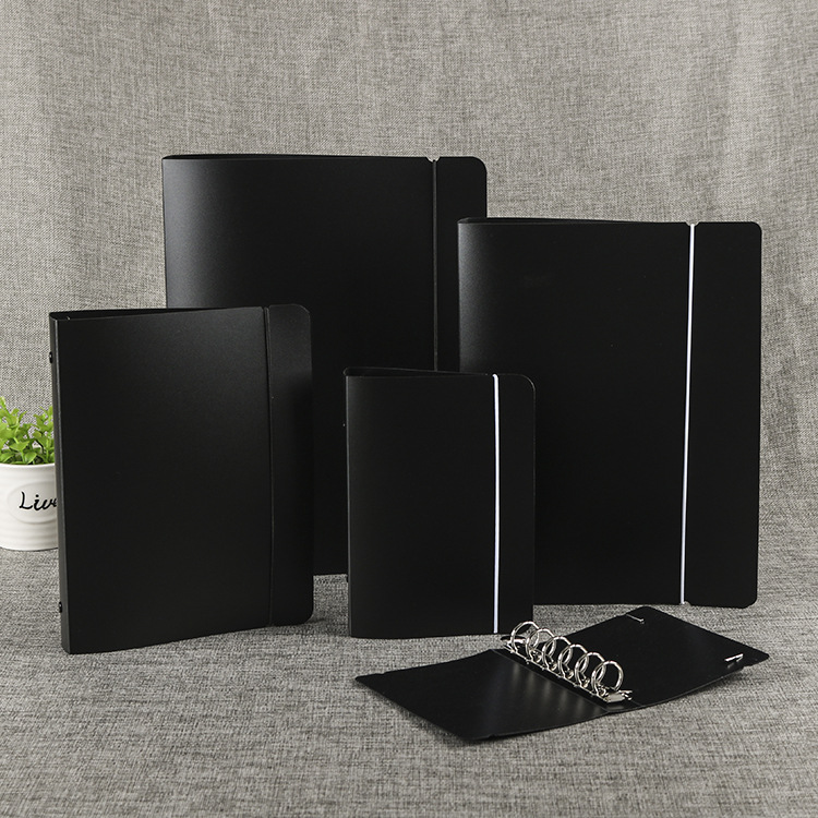 In stock A4B5A5A6A7 6-hole Black PP frosted binder plastic folder