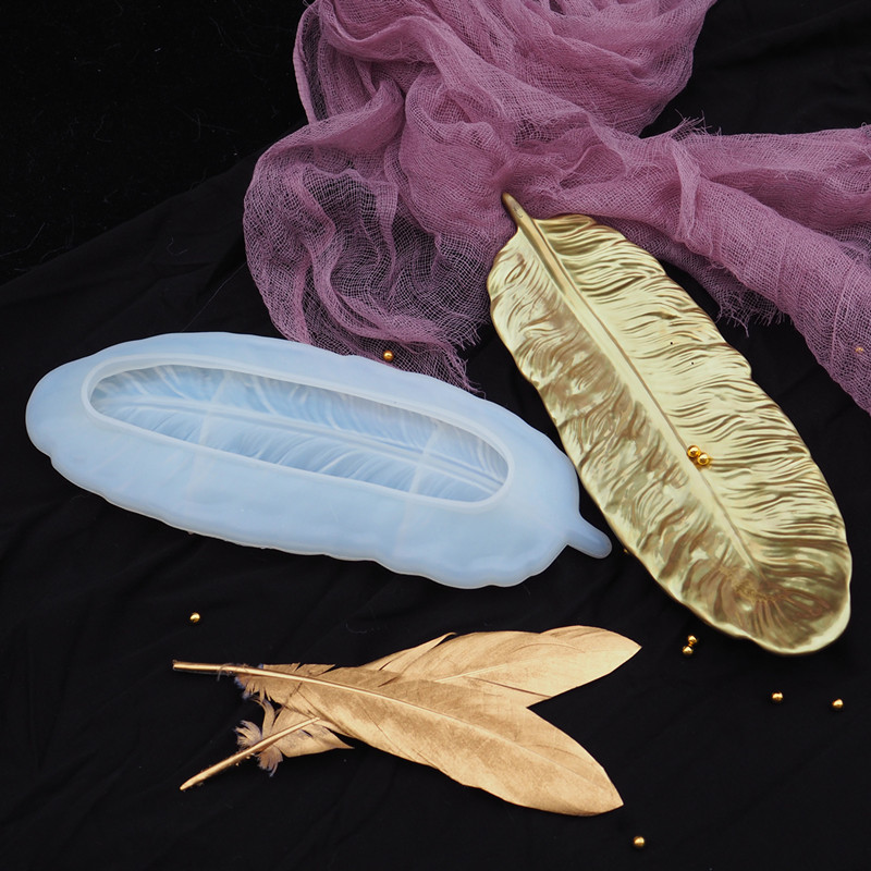 diy Crystal Glue Dropping Mold Feather Dish Wings Storage Box Tray European Plate Resin Mirror Silicone Mold