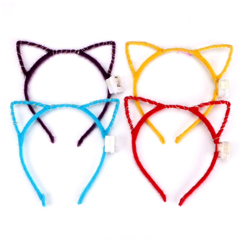 Luminous rabbit ears Feather cartoon flash headband hair accessories plush headdress Night Market Square Park hot wholesale