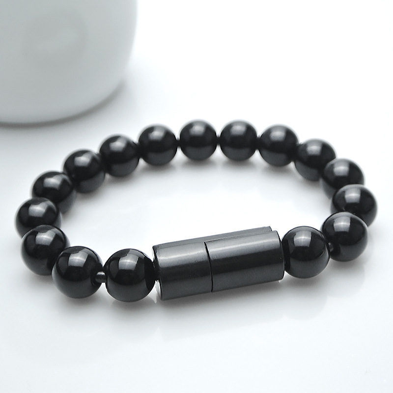 Creative data cable portable short bracelet beads charging cable for Apple Huawei type-c Android Universal