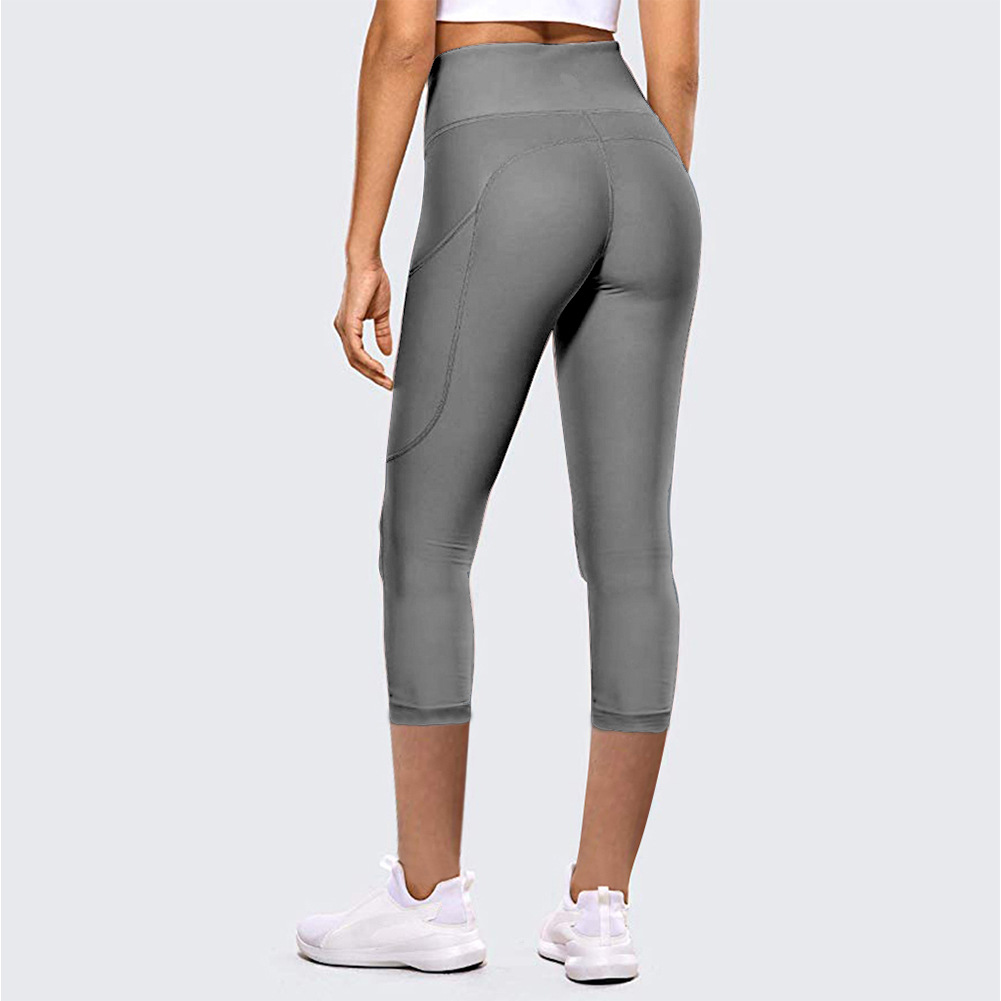 2023 European and American Yoga Sports Tight Pants Women's Cross-border New Fitness Pants High Waist Cropped Pocket Yoga Pants