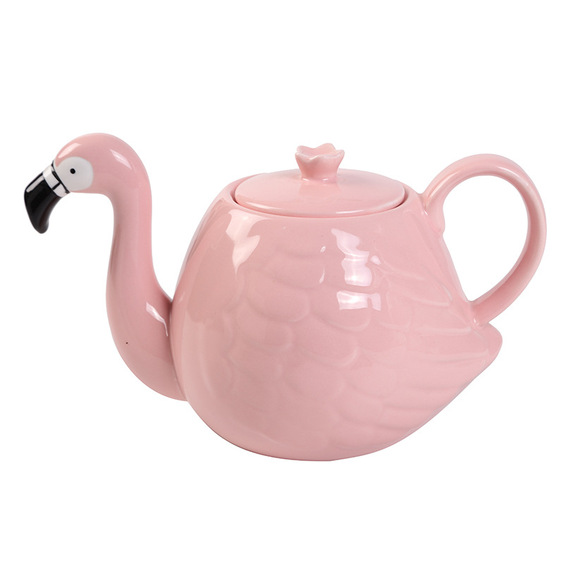 新款时尚色釉火烈鸟盘 创意卡通杯碟茶碗陶瓷杯茶盘水壶批发
