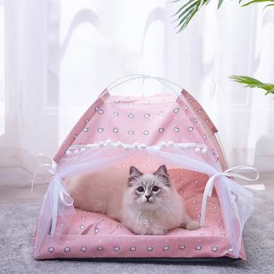 Four Seasons Pet Kennel Kennel Cat Kennel Collapsible Tent Kennel Small Dog Semi-Closed Yurt Pet Mat