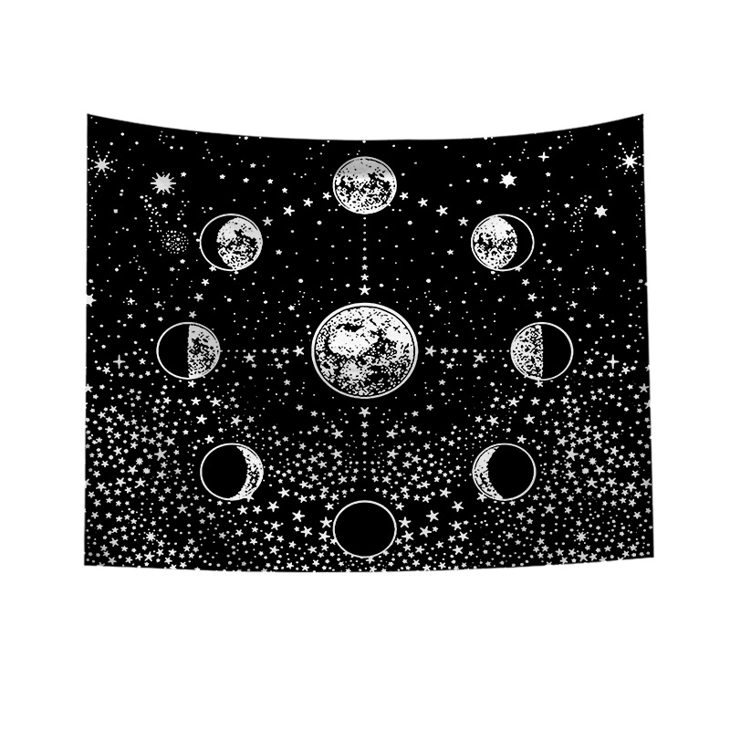Amazon Hot Selling Tapestry Custom Black and White Star Art Background Cloth Bedside Sofa Hanging Cloth Home Decorative Wall