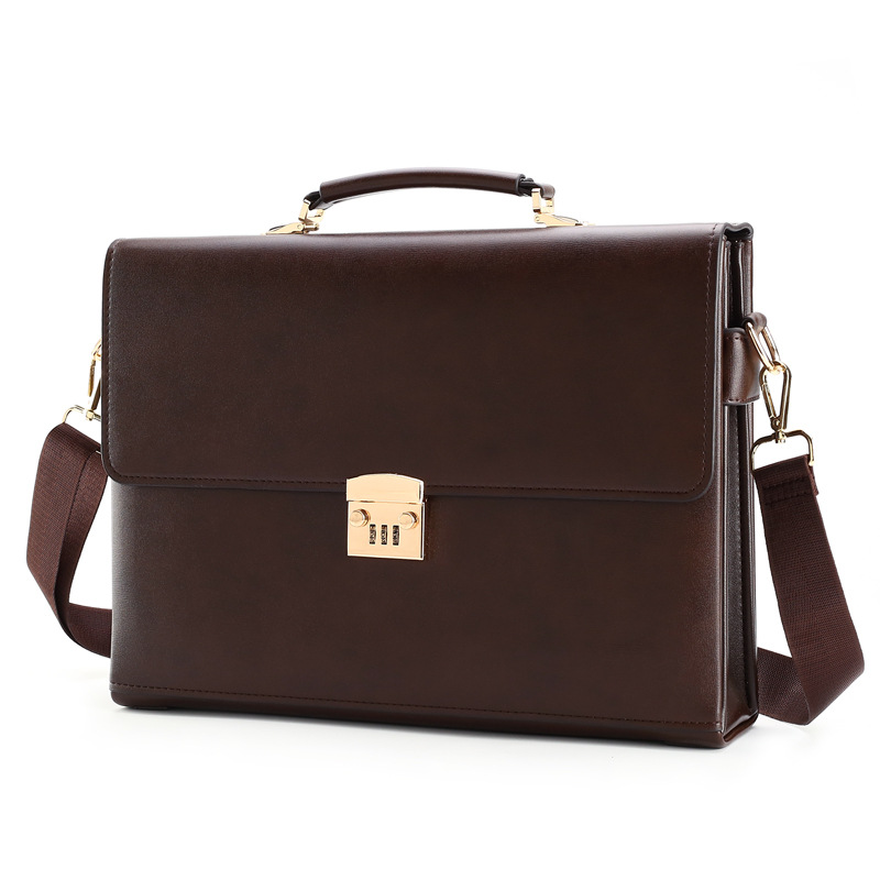 Cross-border new simple men's business handbag password lock briefcase large capacity official briefcase computer bag