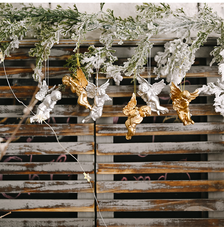 Haube karácsonyi dekoráció arany és ezüst angyal medál kreatív új kis angyal baba függő kis fa függő díszek_voghion.com
