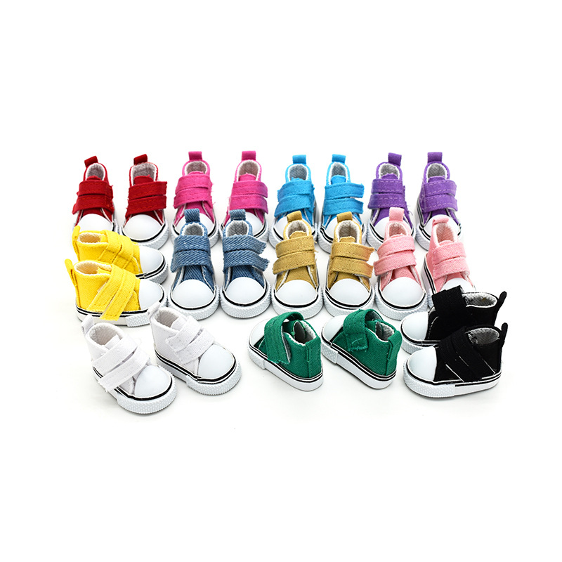 Factory direct 5cm canvas shoes doll BJD6 points Velcro canvas shoes 20cm cotton doll accessories