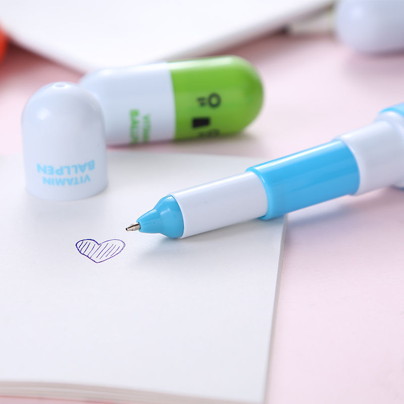 Personalized 6 color creative expression pill ballpoint pen mini capsule telescopic ballpoint pen office student supplies wholesale