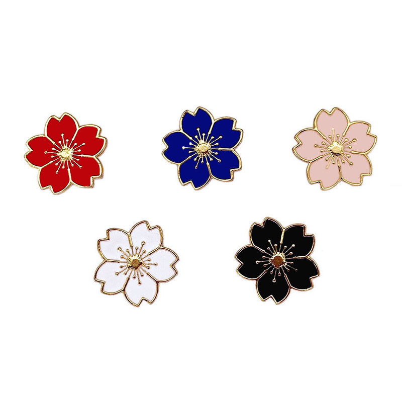 Spot Metal Cherry Blossom Badge Cute Japanese Girl's All-match Brooch Bag Decoration Anti-running Buckle Small Jewelry