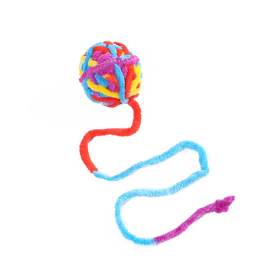 Cat toy ball cat interactive play wool QQ ball molars play with 40cm tail multi-color optional