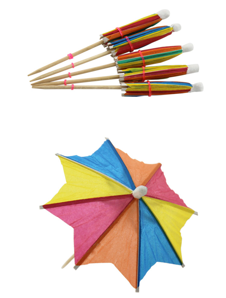 Bar Dance Cocktail Decorative Umbrella Cocktail Sign Chicken Tail Umbrella Insert Sign Rain Paper Umbrella Fruit Drink Umbrella Sign