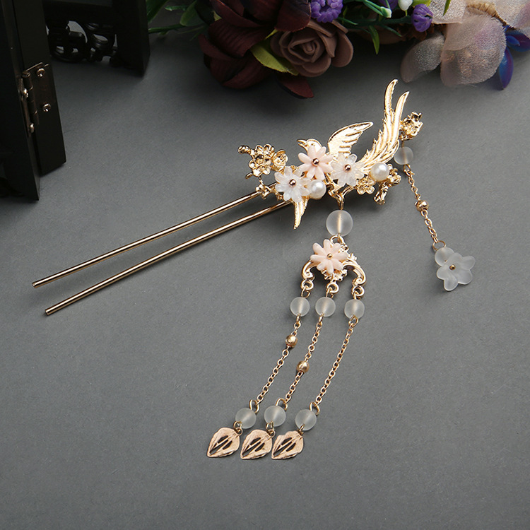 Ancient style hanfu headdress tassel bridal hairpin step shake hairpin insert comb updo hair accessories chopsticks ancient costume accessories Super fairy