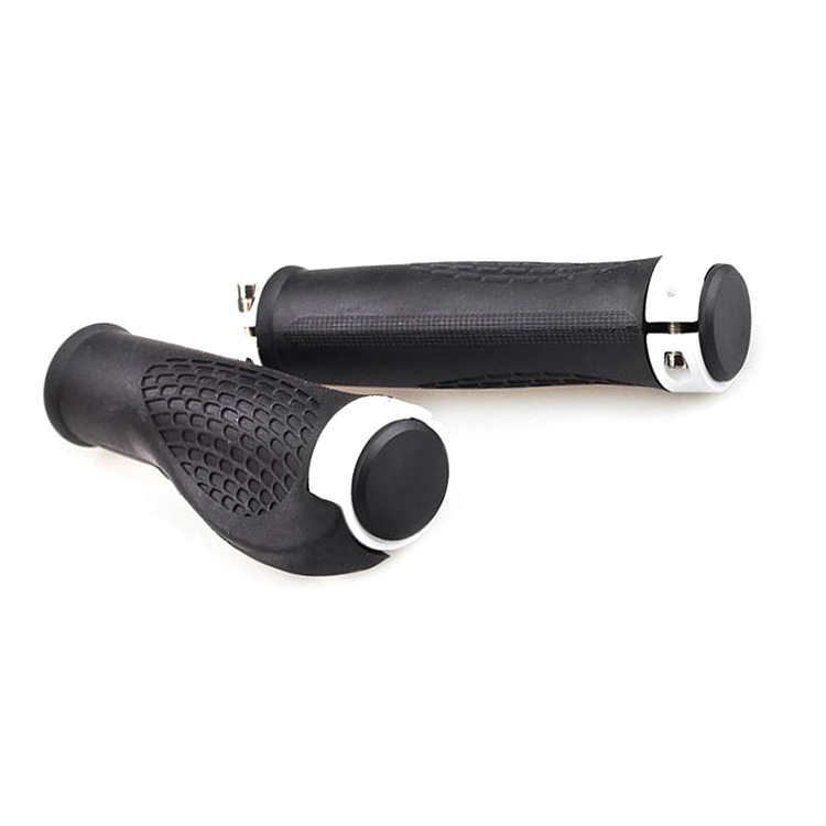 Ergonomic rubber locking bicycle handle grip aluminum alloy small pair handle Horn set non-slip Silk spot